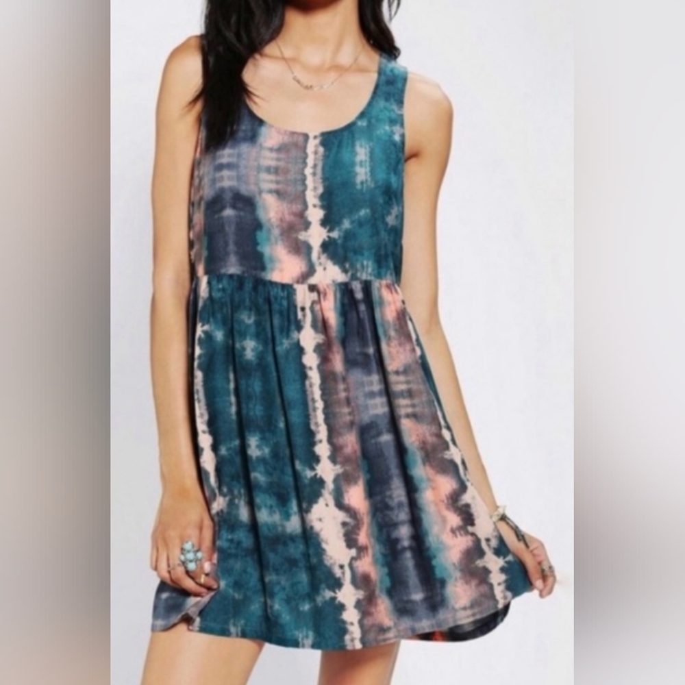 Ecote Blue and Pink Tie-Dye Mini Dress